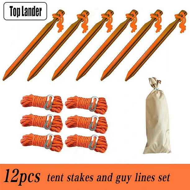 Aluminum Tent Stakes and Camping Rope Reflective Guy Lines Lightweight