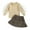 Khaki, variant on Kids Girl Fall Outfits Sequins Stars Moon Mesh Puff Sleeve Rib Knit Tops Elastic Waist Pleated Plaid Skirts 2Pcs Clothes Set