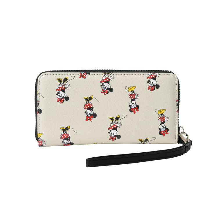 Disney Women's Minnie Mouse Zip Around Wallet All-Over Character Print Wristlet
