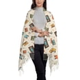 thumbnail image 2 of Rateoe Retro Vintage Tape Women's Traditional Scarf Wrap Tassel Shawl Fringes Neck Head Shawl Retro Scarf, 2 of 8