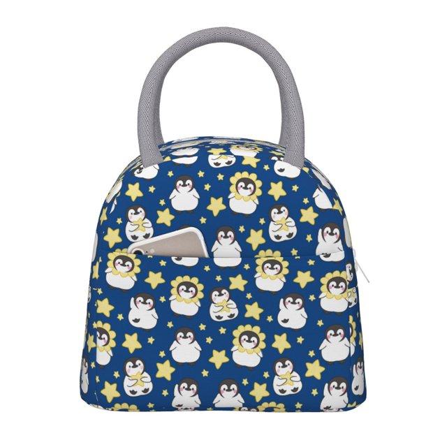 Balery Star Penguin Bolsa de Almuerzo para Mujeres, Caja de Almuerzo, Bolsa de Almuerzo Pequeña Impermeable, Tote de Almuerzo Reutilizable con Gran Capacidad