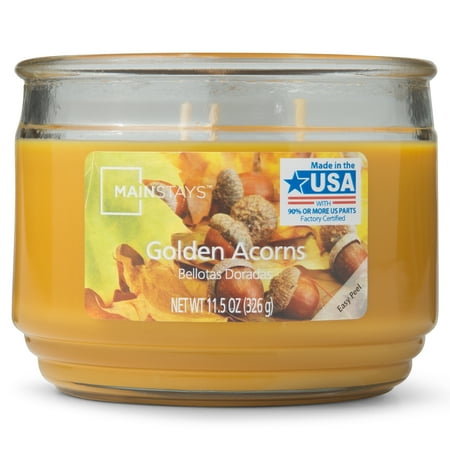 Mainstays 3-Wick Table Top Candle, 11.5 oz., Golden Acorns