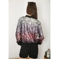 thumbnail image 4 of Womens Long Sleeve Sequin Front Zip Jacket Long Sleeve Ribbed Cuffs Outerwear Tops, 4 of 5