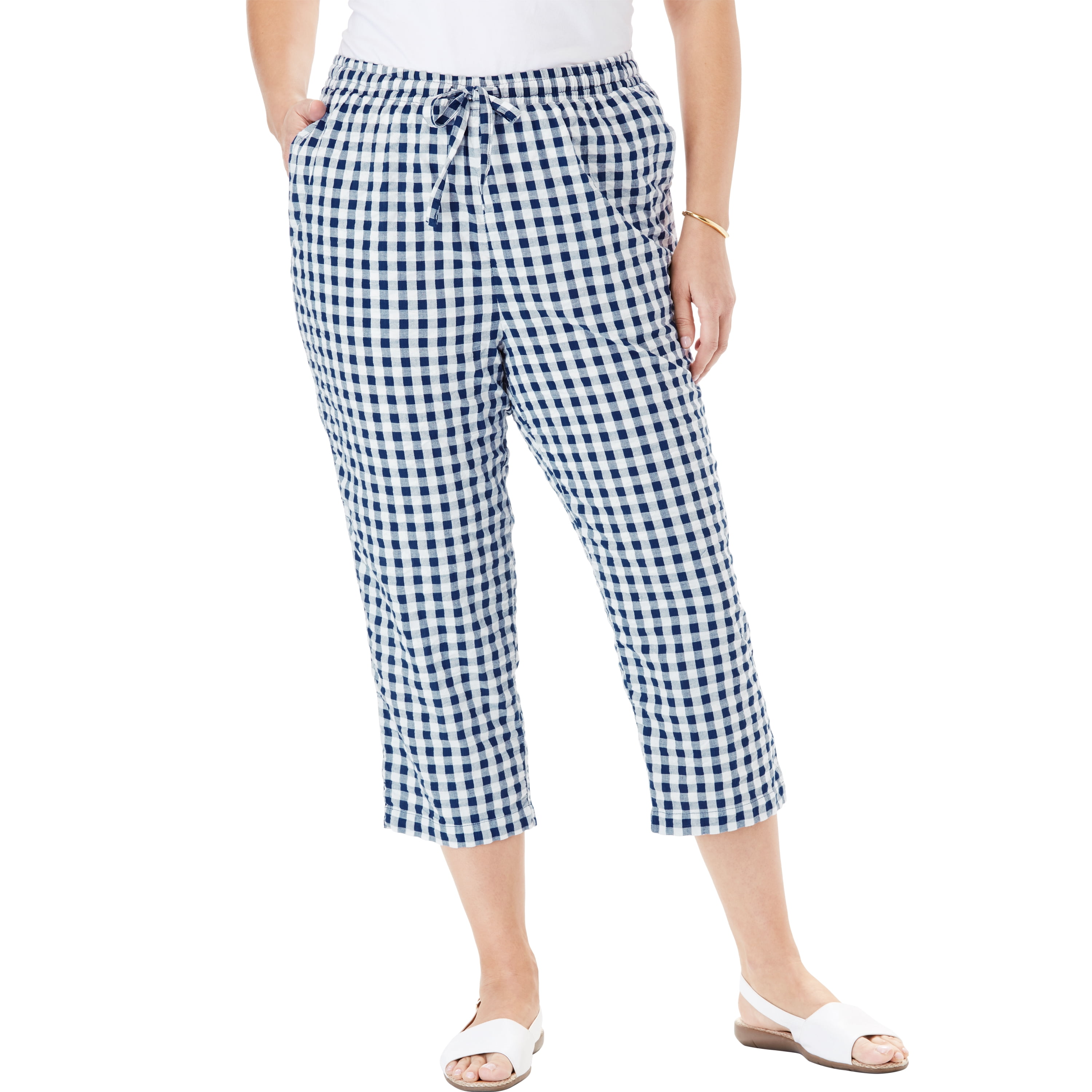 Petite Seersucker Capri Pant Pant 