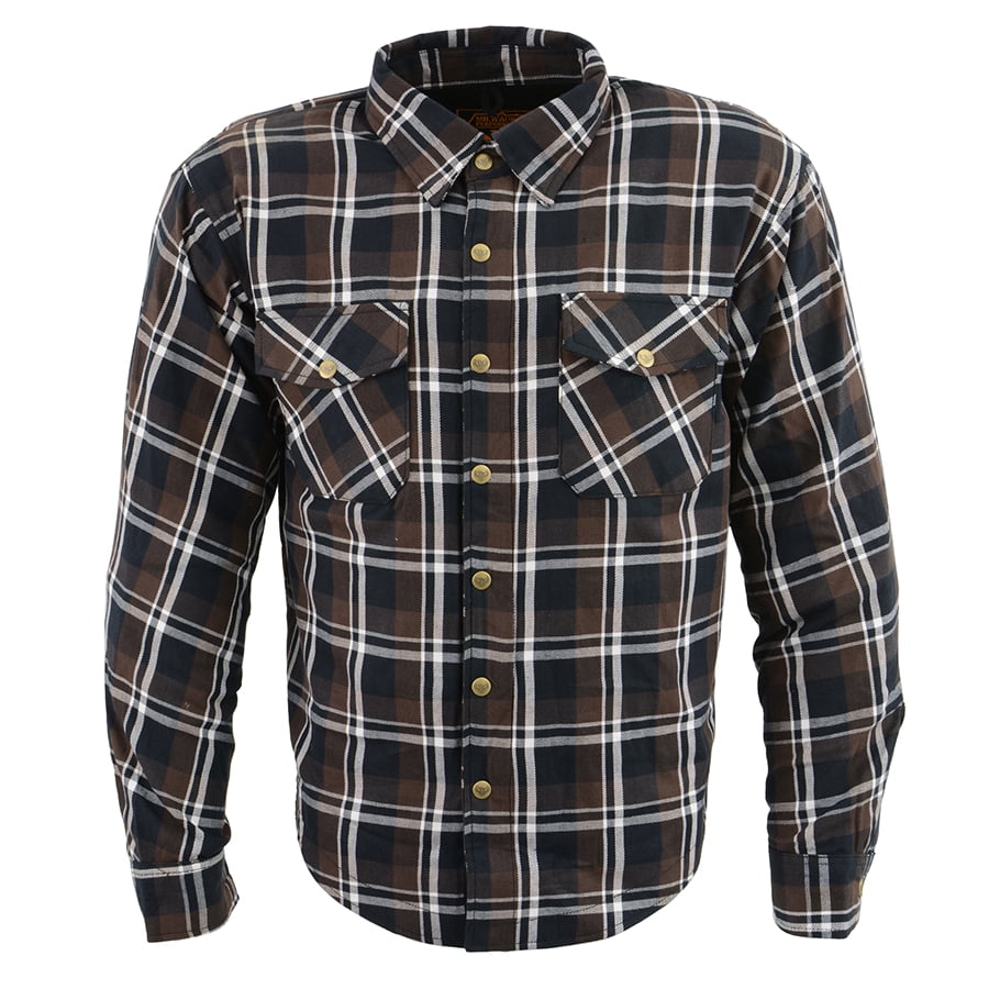 White Armored Long Sleeve Flannel Shirt 