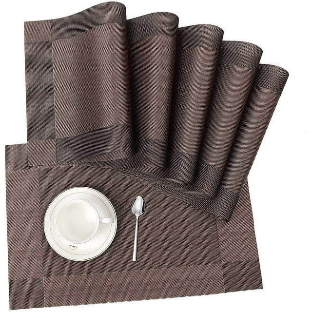 Mantel individual, juego de manteles individuales de 4 manteles individuales antideslizantes de PVC lavables resistentes al desgaste y al calor para mesa de comedor de restaurante en casa Fokelyi ZH-213