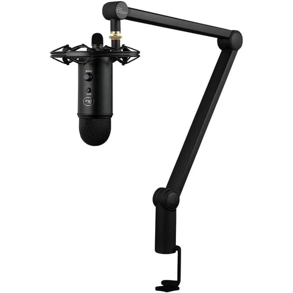 Pre-Owned Blue Yeticaster Pro Broadcast Bundle with Yeti USB Microphone for Gaming, Recording, Streaming, Podcasting, Radius III Shockmount, Compass Mic Boom Arm, Blue VO!CE - Blackout