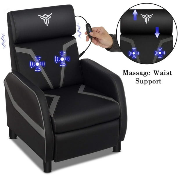 ELECWISH Massage Gaming Recliner Chair with Footrest Racing Style, Single Ergonomic Lounge Sofa