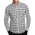 thumbnail image 2 of YFNNUP Long Sleeve Shirts for Men Plaid Button Down T-Shirt Casual Button Up Plaid Shirt with Pockets Gray S, 2 of 9