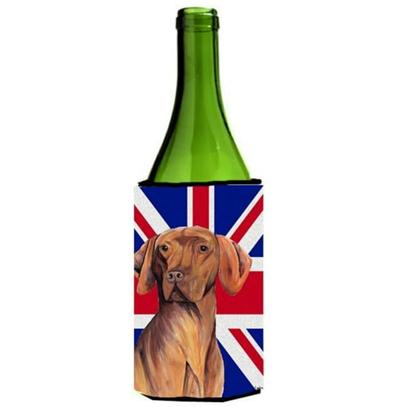 Vizsla With English Union Jack British Flag Wine bottle sleeve Hugger - 24 Oz.