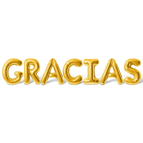 Letter Balloons - GRACIAS 16" Inch Alphabet Letters Foil Mylar Balloon Appreciation Day Party Banner (Gold)