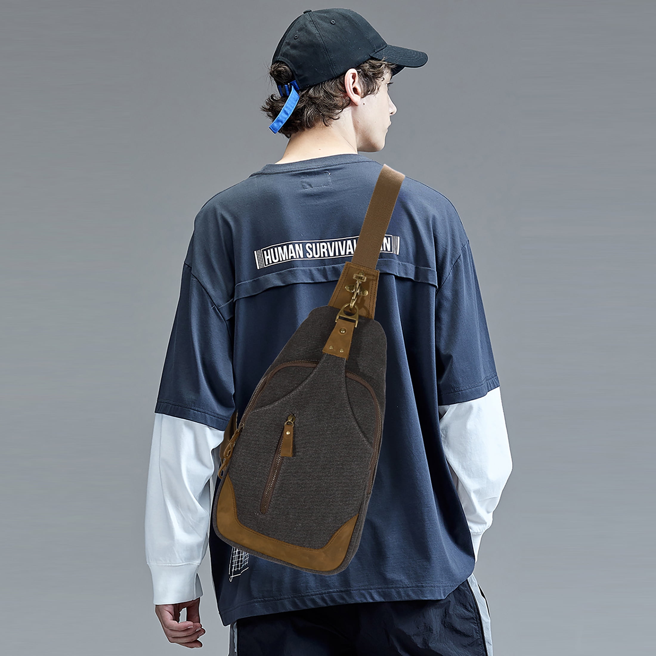 KL928 Canvas Sling Bag Shoulder Crossbody Backpack Casual 
