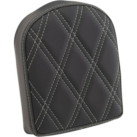 Backrest Pads For Square And Round Sissy Bars, Double Diamond - Silver Stitch