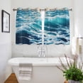 thumbnail image 3 of Blue Teal Coastal Kitchen Curtains Short 54 Inch Length, Sea Nautical Ocean Summer Beach Grommet Top Bedroom Living Room Curtains, Light Filtering Cafe Curtain Drapes 2 Panels Set 84''x54'', 3 of 9