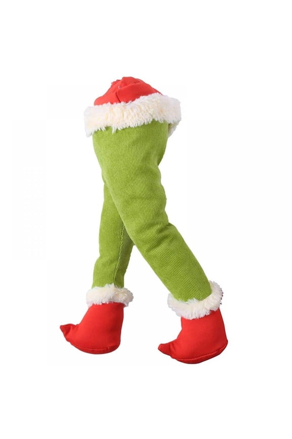 Christmas Elf Body Decorations Elf Stuffed Legs Stuck Tree Topper Ornaments Holiday Wall Hanging Sign Decor for Xmas Themed Party 15.75 "