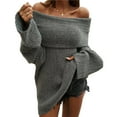 thumbnail image 2 of Women's Off the Shoulder Sweater Oversized Batwing Sleeve Loose Pullover Sweaters Tops Flower Gray S, 2 of 10
