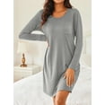 thumbnail image 5 of Avidlove Women's 2 Pack Nightgowns Long Sleeve Henley Neck Pajamas Dress with Soft Round Neck Nightshirts Sleepwear, 5 of 7