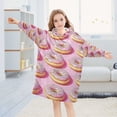 thumbnail image 5 of FORMRS Wearable Blanket Hoodie with Sleeves for Kids Cozy Flannel Sweatshirt, Light Pink Doughnuts, 5 of 7