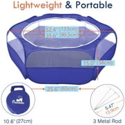 Pawaboo Small Animals Playpen, Waterproof Small Pet Cage Tent with Zippered Cover, Portable Outdoor Yard Fence with 3 Metal Rod for Kitten/Puppy/Guinea Pig/Rabbits/Hamster/Chinchillas, Indigo
