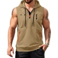 thumbnail image 2 of Dresfit Tank Tops for Men Zip Up Sleeveless Hoodie Quarter Zip Hooded Hawaiian Shirts 2026 Summer Oversized Cut Off Lightweight Active Sweatshirt Earthy Yellow XL, 2 of 4