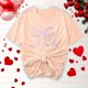 thumbnail image 5 of Primavera Top Mujeres Moda Casual Nueva Cinta de Arco Impresa Cuello Redondo Camiseta de Manga Corta, Camiseta de Cuello Tripulado, 5 of 8
