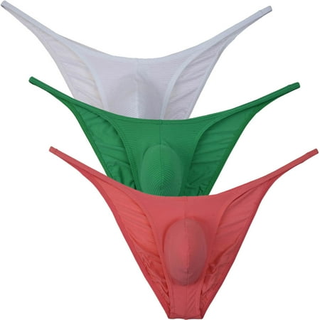 Botmois 3Pack Men s Solid Briefs Spandex Mini Bottoms Tangas Underwear Breathable Bathing Bikini G-String Lingerie Panties WGLR-L