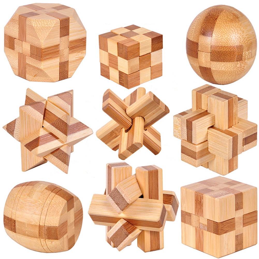 Bamboo Wooden Kong Ming Lock Burr Puzzle Toy IQ Brain Teaser for Children Adults Intellectual Game Walmart