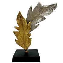 Bergamo Art 12 Inch Tall Handmade Aluminum Leaf Sculpture in Gold and Silver