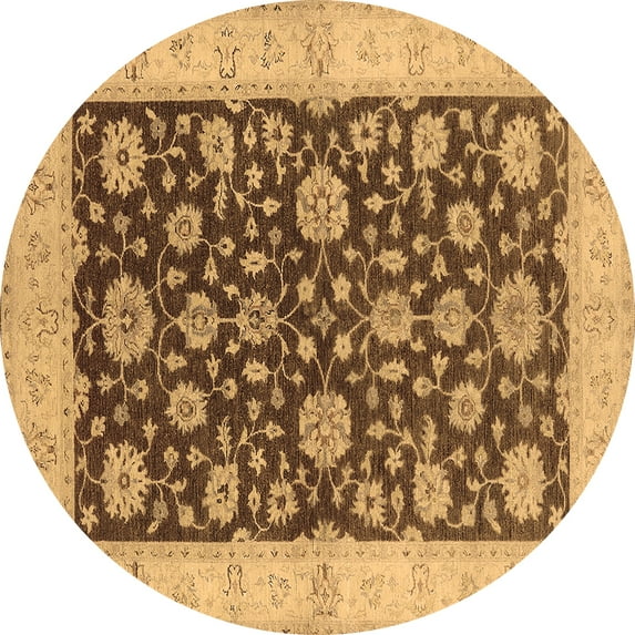 Ahgly Company Indoor Round Oriental Brown Traditional Area Rugs, 4' Round