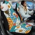 thumbnail image 2 of Uorisanigo Car Seat Cover for Cars SUV Trucks, 2 PCS Fluffy Colorful Flower Print Auto Seat Covers Front Seats Only, Car Interior Accessories, Universal Fit & Breathable, 2 of 7