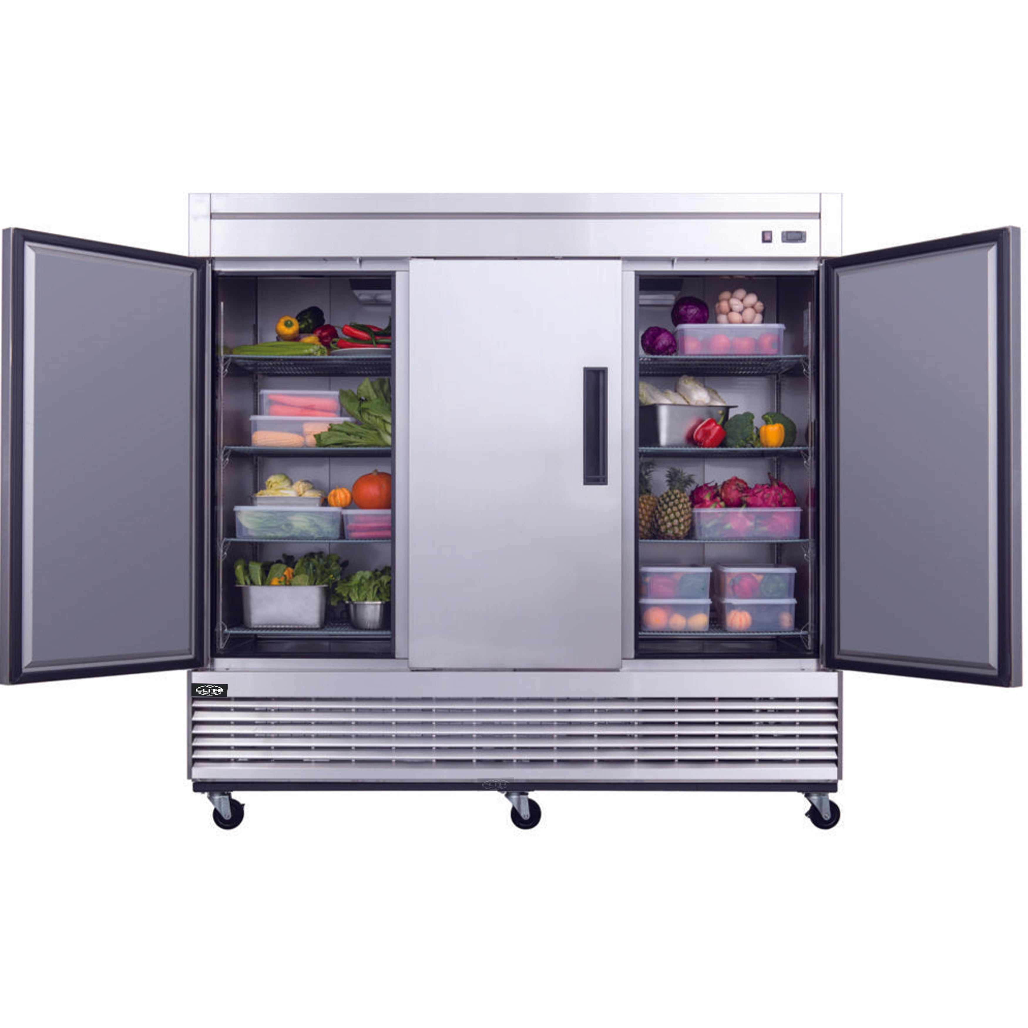 81 in. Commercial Upright Reach-In 3 Door Refrigerator in Stainless Steel 64.8 Cu. Ft. NSF ETL