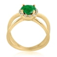 thumbnail image 4 of AoneJewelry 0.85 Carat 6MM Round Created Emerald and Diamond Ring In 10K Solid Rose, White & Yellow Gold, 4 of 5
