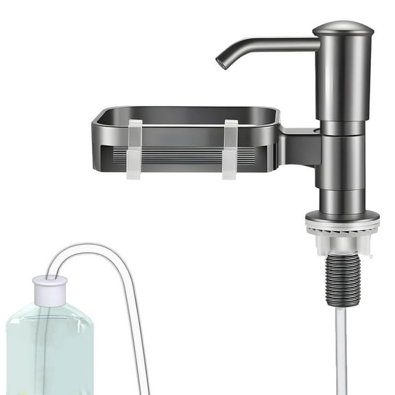 Built In Sink Soap Dispenser Pump Tool Set for Kitchen Sink, with Sponge Holder, Extension Tube Kit, Under Counter Soap Dispenser 4.7" x 3.9" x 5.5"