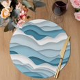 thumbnail image 3 of Blue Ombre Round 13 Inch Placemats Set of 8, Modern Geometric Moire Abstract Art HeatResistant Non Slip Place Mats for Dining Table, Wipeable Braided Kitchen Table Mats for Housewarming, 3 of 9