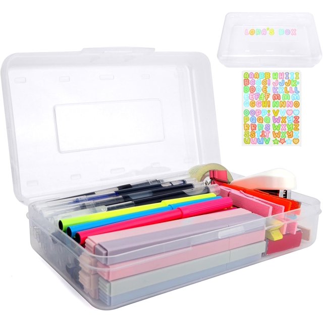 Pencil Case, Pencil Box, Large Pencil Case, Crayon Box, Clear Pencil Case, Plastic Pencil Box Organizer, Hard Pencil Case, Pencil Boxes Plastic Pencil Case for Girls, Big Pencil Case Organizer 1 Pack