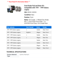 thumbnail image 2 of Front Brake Pad and Rotor Kit - Compatible with 1997 - 1999 Subaru Legacy 1998, 2 of 2
