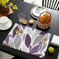 thumbnail image 3 of Purple Leaf Pattern Summer Placemats Table Placemats Set Of 6-Linen Kitchen Washable Placemats Table Mats 11.8"x17.7"Non-Slip Heat Resistant, 3 of 5