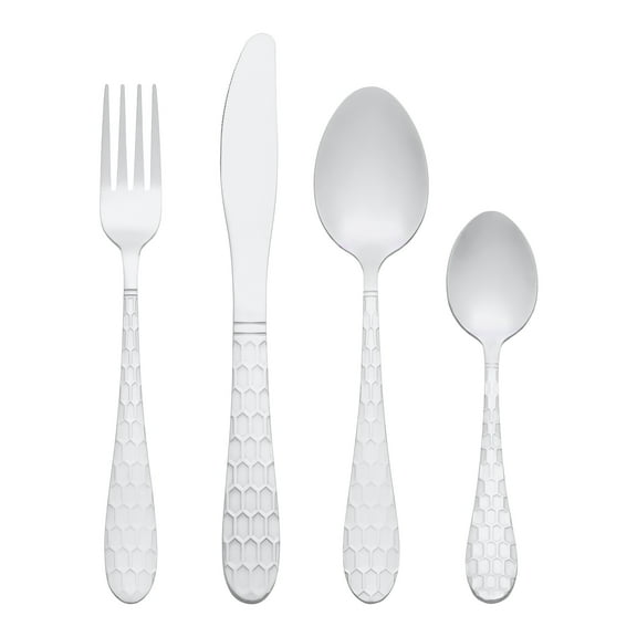 REGALWOVEN 16 Pieces Silverware Set, Stainless Steel Flatware Set, Mirror Polished Cutlery Set, Serving Set for Kitchen Eating Silver 16