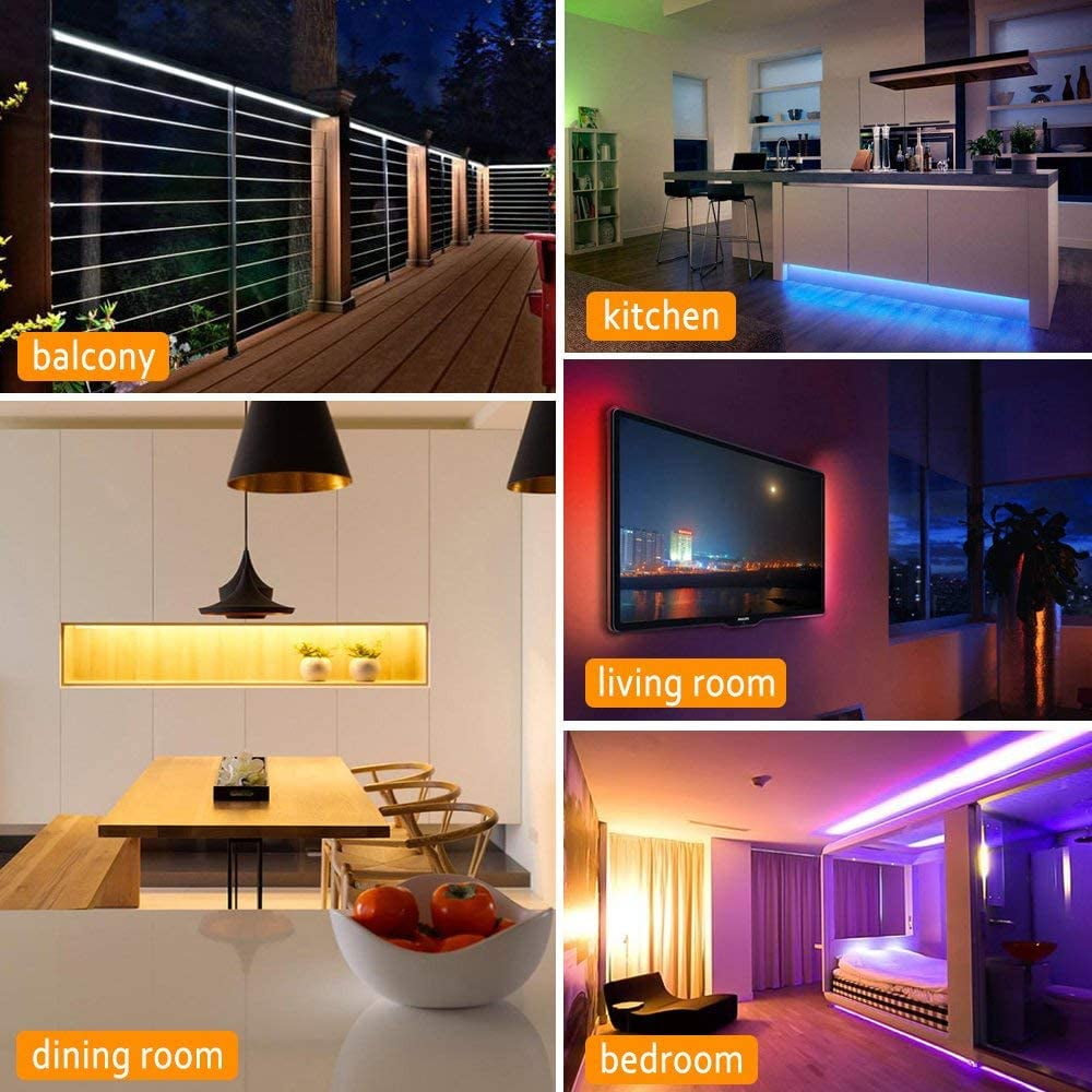 Led Strip Lights, 32.8ft 300LEDs Waterproof Flexible LED Lights with 44 Keys IR Remote Controller and 12V Power Supply for Bedroom House and Home Decoration