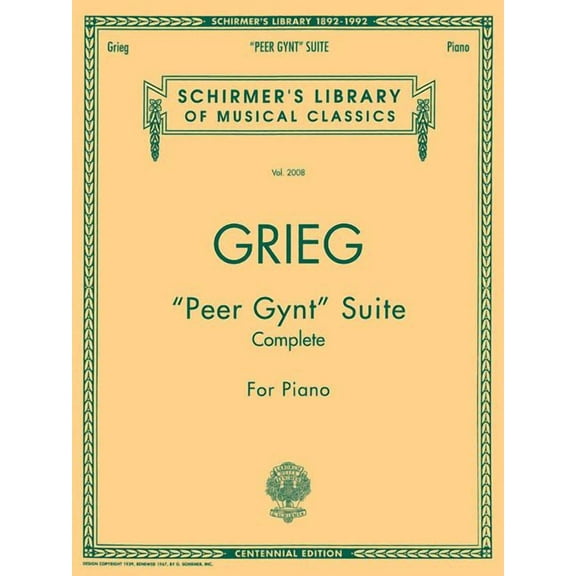 Peer Gynt Suite (Complete): Schirmer Library of Classics Volume 2008 Piano Solo, (Paperback)