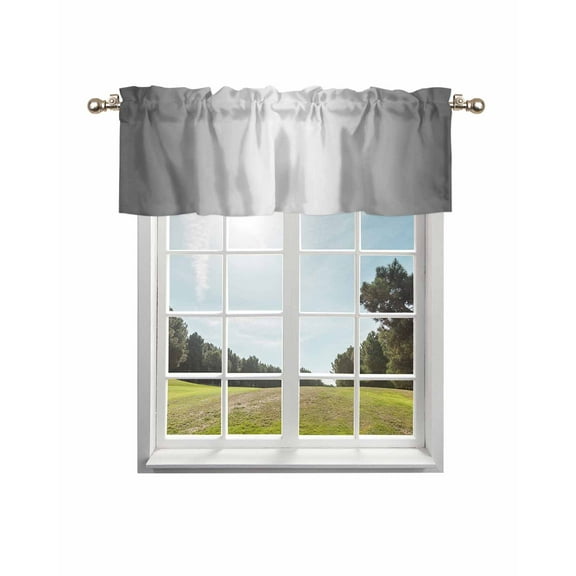 Rustic Gray Curtain Valances for Window, Farmhouse Window Valance Curtains Rod Pocket Short Curtains for Kitchen Bedroom Living Room Modern Gradient Solid Color Minimalist Art 54"x18"