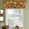 thumbnail image 3 of Hello Fall Curtain Valances for Windows, Kitchen Valance Window Treatments Panel 2 Pack, Hedgehog Orange Green Thanksgiving Rod Pocket Short Curtains for Bathroom Bedroom 60 x 18 Inch, 3 of 8