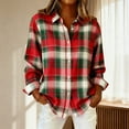 thumbnail image 2 of Work Blouses for Women, Yigetop Womens Retro Long Sleeve Button Down Shirt Casual Plaid Shirt Collared Blouse Tops Women Button Down Shirt Red L, 2 of 4