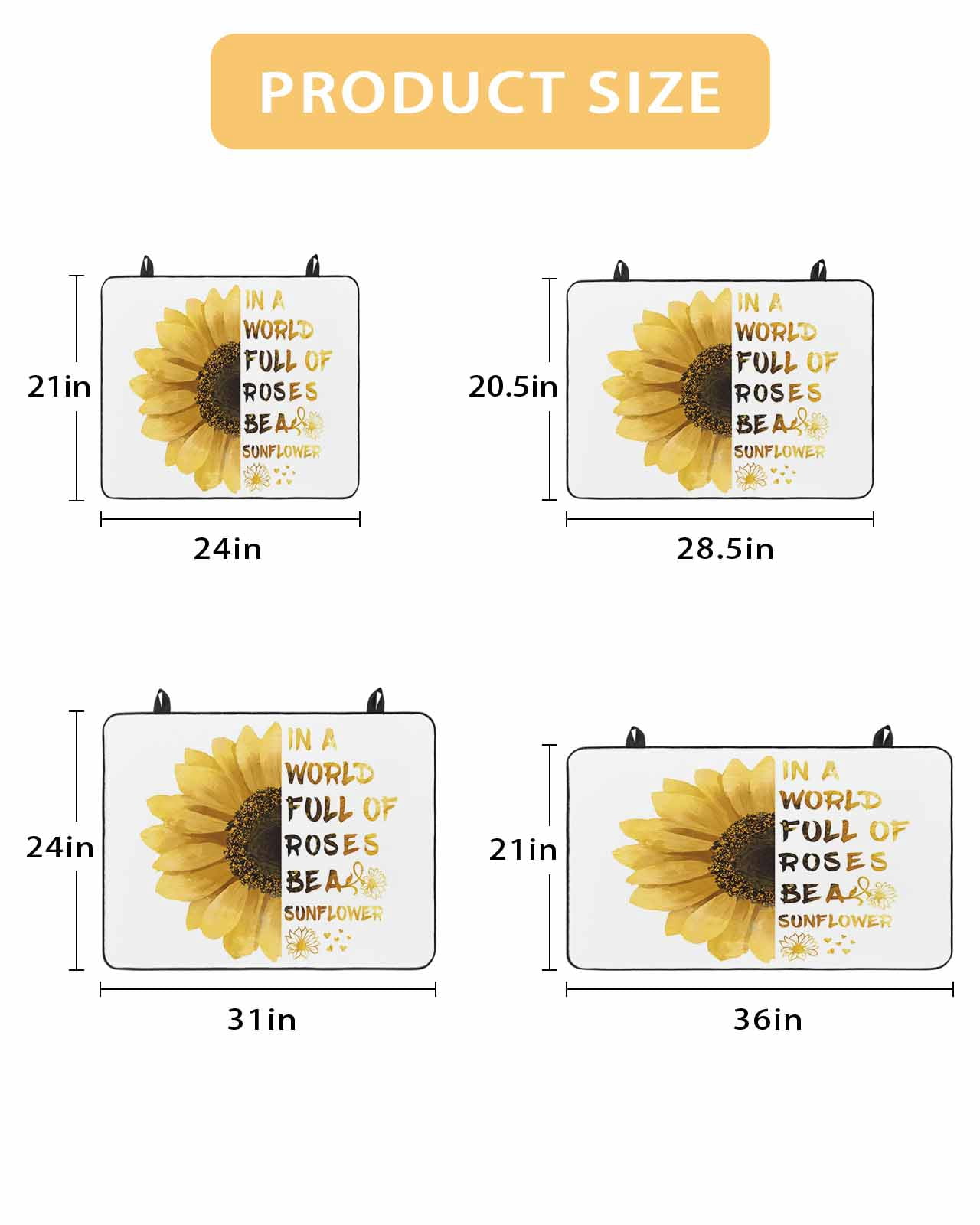 Large Induction Cooktop Protector Mat Yellow Sunflower Stove Top Covers for Electric Stove, Floral Rustic White Quotes Decorative Stove Burner Cover Mats, Glass Top Stove Cover