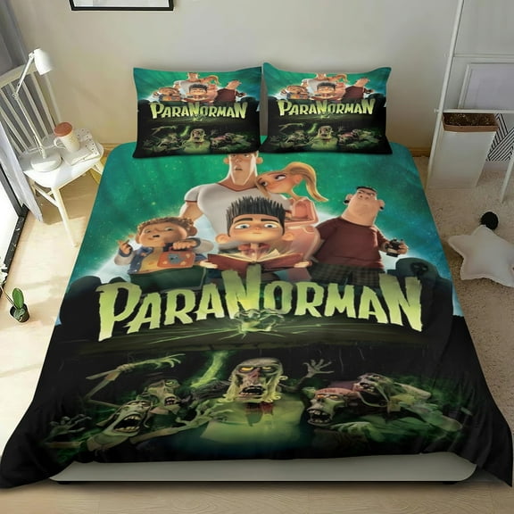 ParaNorman Bed Comforter Set 3 Pieces has an iconic print,One duvet cover(68" x 86") and two pillowcases.
