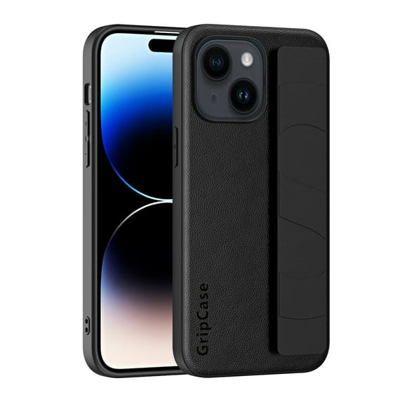 Nalacover Case for iPhone 13, Wrist Hand Strap Case Premium PU Leather + TPU + PC Shockproof Wristband Slim Non-Slip Phone Case for iPhone 13,Black