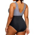 thumbnail image 2 of GHSDFBB Women Plus Size One Piece Swimsuits V Neck Tummy Control Bathing Suits Retro Ruched Swimwear, 2 of 5