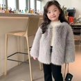 thumbnail image 5 of Coerni Toddler Kids Girls Faux Fu𝐫 Jacket Furry Winter Coat Snow Warmth Plush Outerwear Open Front Warm Fleece Overcoat Trendy, 5 of 5