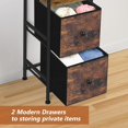 thumbnail image 4 of Bathroom Floor Cabinet Tall Slim Bathroom Storage Cabinet with 2 Fabric Drawers, Narrow Freestanding Bathroom Towel Organizer Stand for Living Room Kitchen, 11.8" D x 11.8" W x 55.8" H, Brown, 4 of 7