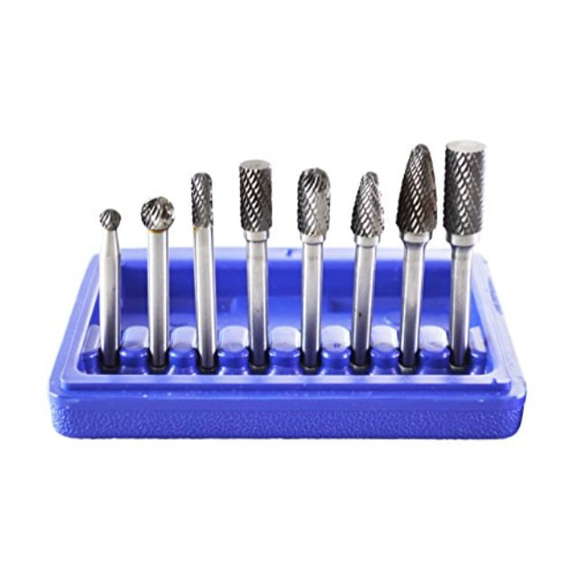 Astro 2181 Double Cut Carbide Rotary Burr Set with 1/4-Inch Shank 